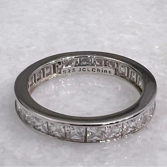 Sterling Silver CZ Princess Cut Eternity Band - Picture 10 of 10